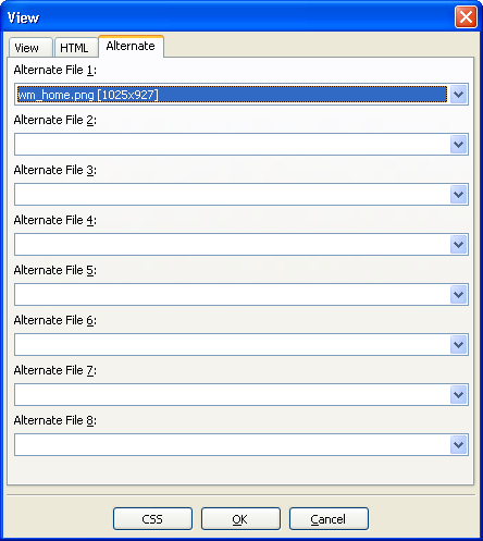 View dialog showing the Alternate folder